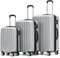 BEIBYE TSA-Schloß 2080 Zwillingsrollen neu Reisekoffer Koffer Trolley Hartschale Set (Silber, Set)