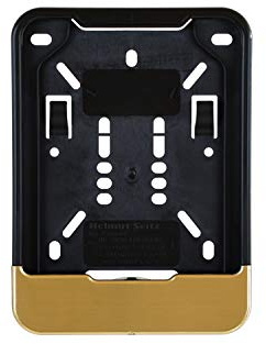 1 x licence plate holder for insurance licence plate 135 x 110 mm (for moped, scooter, S-Pedelec, e-bike, moped, L-wheel, light motorcycle) with matt gold brushed strip