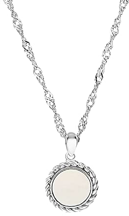 Amor Kette mit Anhänger 925 Sterling Silber Perlmutt Damen Sets, 42+3 cm, Silber, Kommt in Schmuck Geschenk Box, 2036016