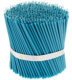 Danilovo Reine Bienenwachskerzen - Kegelkerzen Tropffrei, Rauchfrei, Lang, Dünn - Dekorative Kerzen für Kirchengebet, Dekoration oder Geburtstag - Honig-Duftkerzen 15x0,5 cm (Türkis, 700 Stk.)