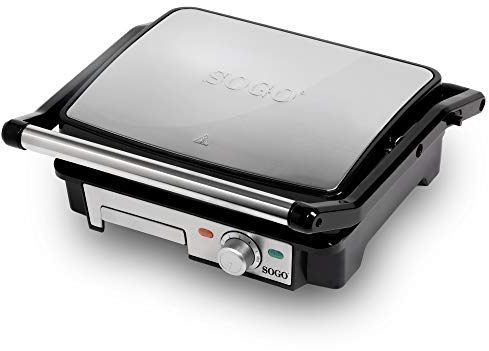 SOGO Sandwicheras y Plancha Cocina - Sandwichera Grill 2000W con Apertura 180° y Placas Lisas Antiadherentes - Parrilla Eléctrica Multiuso para Carnes, Pescados, Bikinis, Paninis - Grill Sandwichera