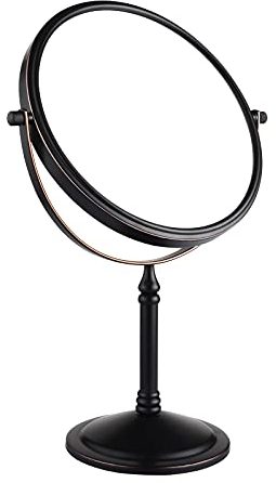 Nicesail Kosmetikspiegel mit 10x Vergrößerung Tischspiegel Schwarz Ölgeriebene Bronze Schminkspiegel Stehend Vergrößerungsspiegel für Bad 360° Schwenkbar Doppelseitiger Spiegel,Φ 20cm