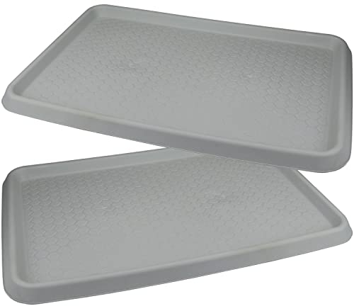 com-four® 2X Bandeja de Goteo para Zapatos - Zapatero con Canal de Drenaje - Alfombrilla para Zapatos con Borde Elevado (2 Piezas - Gris 60x40cm)