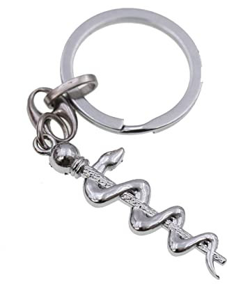 Greenford Ciondolo Caduceo Serpente, Gadget Laurea in Farmacia, kit 10 pezzi, Bomboniere fai da te Laurea (Portachiavi) S