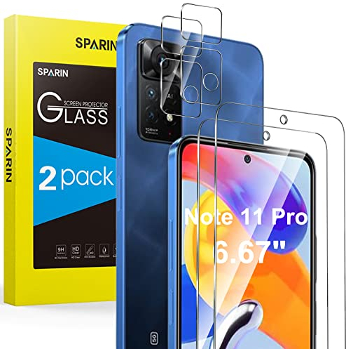 SPARIN 2+2 Stück Schutzfolie für Xiaomi Redmi Note 11 Pro 5G / 4G Panzer Schutz Glas, Displayschutzfolie und Kameraschutz, mit Kamera Schutzfolie