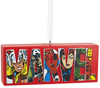 Hallmark Marvel Comics Heroes and Villains Logo Resin Christmas Ornament