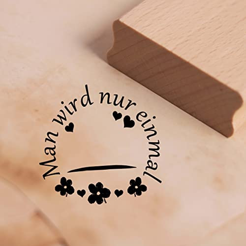 Motivstempel Man wird nur einmal ... Stempel Geburtstag Gruß Jahreszahl zum selbst Beschriften 38 x 38 mm