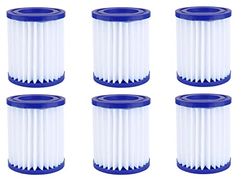 VORAE 2 Stück Poolfilter Größe 1 für Bestway 58093 Typ I Filterkartusche, Ersatz Easy Set Filterkartusche Wiederverwendbare Whirlpool Filterkartusche für Schlauch Pool Reinigung (6 Stück)