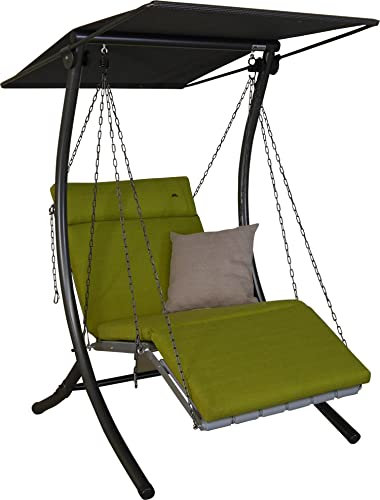 Angerer Freizeitmöbel GmbH Hollywoodschaukel 1-Sitzer Luxus Smart - Gartenschaukel Made in Germany - Schaukel zum Sitzen, Liegen und Entspannen - inklusive Bett-Funktion - einfache Montage (Hellgrün)