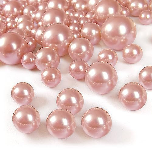 GLBYUNN Lot de 160 perles de maquillage sans trou pour pinceaux pour décoration de maison, mariage, Noël, 10/14/20 mm (or rose)