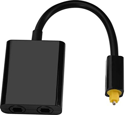 Akozon Répartiteur Toslink 1 en 2 Sorties, Câble Adaptateur Séparateur Audio Sortie Noir Double Port Toslink Numérique Optique (Le Noir)