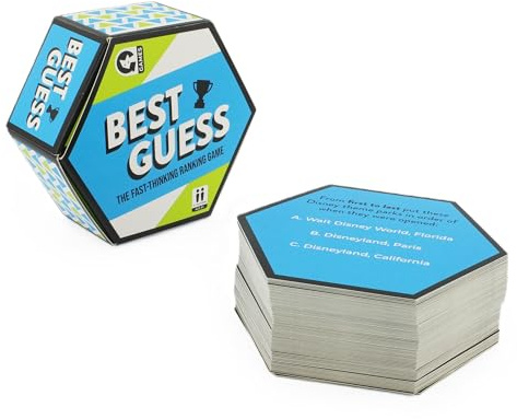 Ginger Fox Best Guess Card Games for Adults and Kids, Quick-Thinking Travel Games, Fast-Paced Fun Family Games for Game Nights, Parties, and More, Ages 8+, 80 Cards