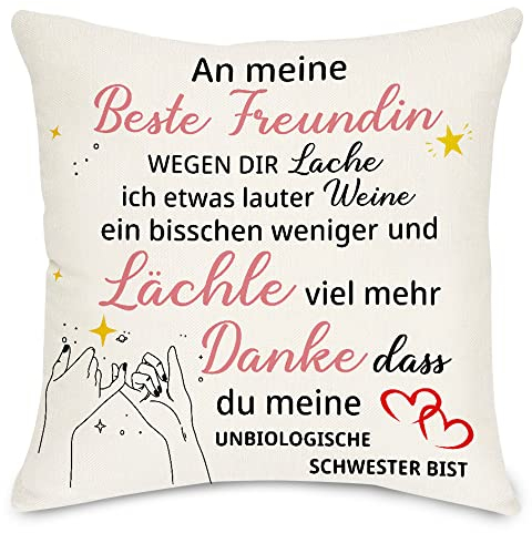 Lightzz Geschenke für Freund, Inspiration Bestie Geschenke, 45 x 45cm Kissenbezug mit Taschen, Geschenk für Beste Freunde Mädchen Bestie