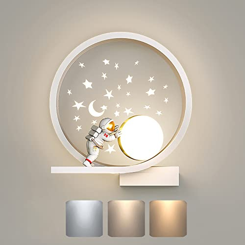 LED Wandleuchte Dimmbar Kinderzimmer Nachttischlampe Modern Rund Schlafzimmer Wandlampe Kreativ Sternenhimme Astronaut Junge Mädchen Kinder Raumlampe 12W Innen Wandbeleuchtung Wohnzimmer Nachtlicht, B