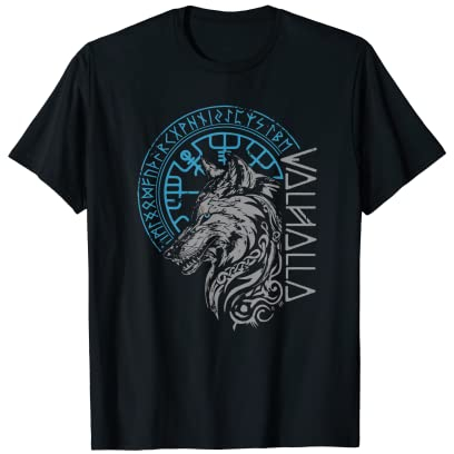 Walhalla Wolf Odins Runen Nordischer Kompass Wikinger T-Shirt