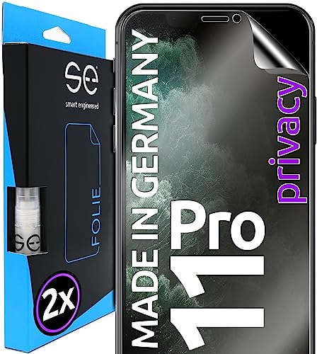 2x se® 3D SCHUTZFOLIE Privacy für Samsung iPhone 11 Pro,Blickschutz, 100% Fingerabdruck & FaceID kompatibel, einfache blasenfreie Installation, Ultra-Klar, Stoß-Kratzfest, aus Deutschland