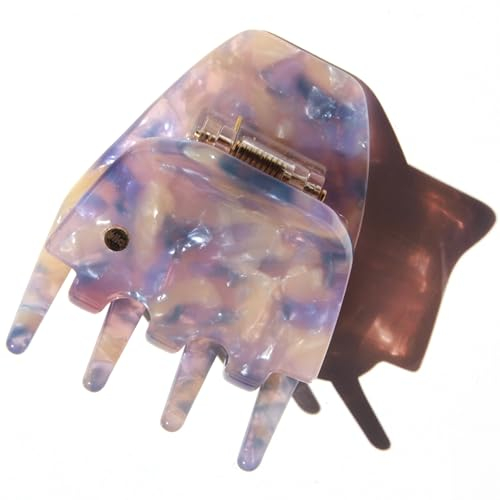 ella cases Ida Pince à cheveux ronde de taille moyenne Violet nacré Multicolore Pour cheveux épais et fins Incassable En acétate de coton durable