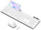 Wireless Keyboard and Mouse Set, Wireless Keyboard Mouse Combo with USB A and USB C Receiver, Full Size Layout with Phone Holder Compatible with Macbook Air/Pro Windows PC/Desktop/Laptop, White