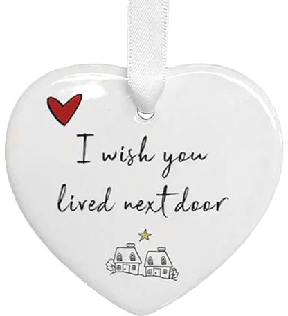 Anulely Weihnachten Deko, I You Lived Next Door Ornament, Weihnachts Herz Hängedekoration, Keramik Herz Hängeanhänger Für Den Weihnachtsbaum Wanddeko