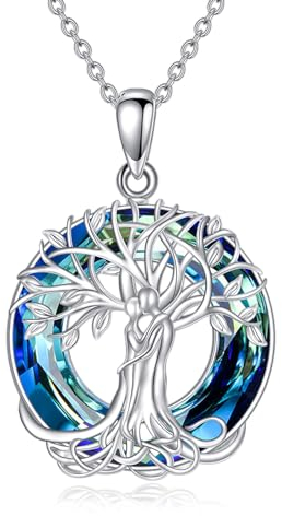 YAFEINI Baum des Lebens Kette für Damen 925 Sterling Silber Liebhaber Anhänger Halskette Kristall Baum Schmuck Geschenk
