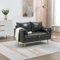 [en.casa] Sofa Sysmä 2-Sitzer Polstersofa Kunstleder aufklappbar mit Kasten Couch mit Kissen Klappsofa mit Armlehne Schaumstoff Grau matt