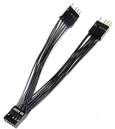 Xtahdge Carte MèRe Audio HD Câble D'Extension 9Pin 1 à 2 Mâle y SéParateur Câble Noir pour PC Bricolage 10Cm