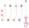 NIUSIMAN grossesse piercing nombril Set 7 pièces Rose long nombril piercing femme enceinte SPORT femme enceinte élastique transparent acrylique pendaison abdominale anneau remplacement boule 35mm