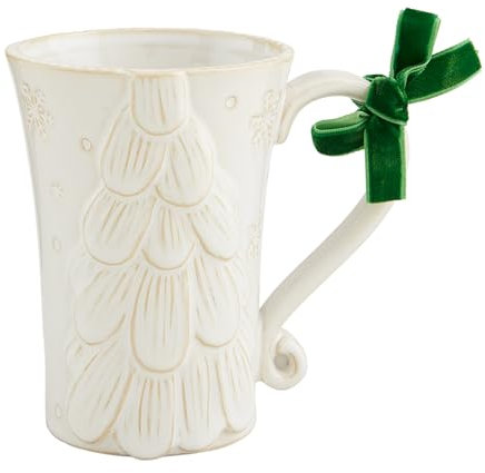 Mud Pie White Christmas Mug, Tree, 12 oz