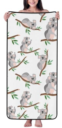 Novastar Baumwoll-Badetücher für Badezimmer – Koala auf einem Ast, Mikrofaser-Handtücher für Körper, Badetücher, personalisierbar, schnell trocknend, weiche Duschtücher für Reisen, Zuhause, Strand