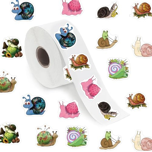 Niedliche Schnecken-Aufkleber (500 Stück), Ästhetik, Cartoon-Aufkleber, Rolle, selbstklebende Dichtungen für Kinder, Mädchen, Jungen, Teenager, Geburtstag, Party, Dekoration, Wasserflasche, Laptop,