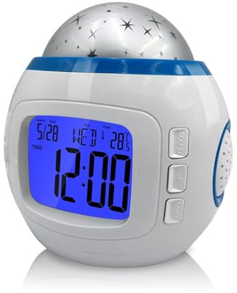 MZZYG Projektion Uhr Wohnkultur Musik Starry Star Sky Digital Uhr Led Projektion Projektor Wecker Kalender Nachtlicht Farbwechsel