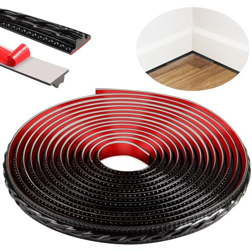 600cm Zierleisten Selbstklebend,Peel and Stick Wandleisten,3D Deckenleisten Selbstklebend für Spiegelrahmen,Möbel,Türrahmen,Decken,Heimdekoration(Schwarz)