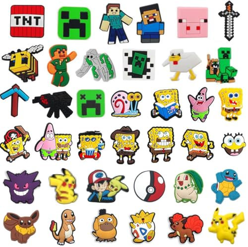 GSXNKK Shoe Charms for Clogs, Cartoon Shoe Decorations for Kids, Boys, Girls, Men, Women - DIY Gifts for Party, Birthday (Mix38pcs)