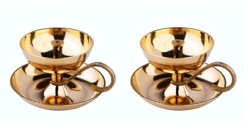 Indische Öllampe, traditionelle Messing-Tief-Diya mit Sockel, Diwali-Pooja-Lampe, Akhand-Diya (2)