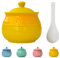 Dowbom Sucrier avec couvercle et cuillère, pot à sucre coloré, pot à sucre, pot à sucre, pot à sucre (jaune, 600 ml)