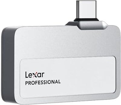 Lexar Professional Go 2TB Portable SSD, Ultracompatto, Supporta Apple ProRes, fino a 1050 MB/s in Lettura, USB 3.2 Gen 2, IP65 Resistente a Polvere e Acqua, per iPhone 15/16 Pro, Argento