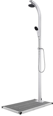 LXYZWRW Piscine & Spa Douche de jardin avec base grise 220 cm Aluminium Accessoires piscine & Spa