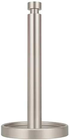 Ivilon Paper Towel Roll Stand - Steady and Easy Tear - Fits All Paper Towel Rolls - Brushed Nickel
