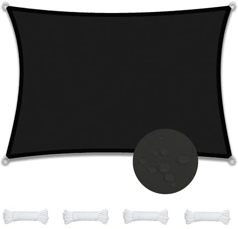 Vela parasole rettangolare, impermeabile, 5 x 6,5 m, 98% UV, baldacchino da giardino con corda e anello a D, traspirante, vela per patio, giardino, cortile, prato, vela ombreggiante di grandi