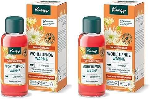 Kneipp Gesundheitsbad Wohltuende Wärme - Badeöl mit wertvollem Extrakt der Lindenblüte & natürlichen ätherischen Ölen aus Orangen & Zedernholz - wohltuend auf Körper & Geist - 100ml (Packung mit 2)