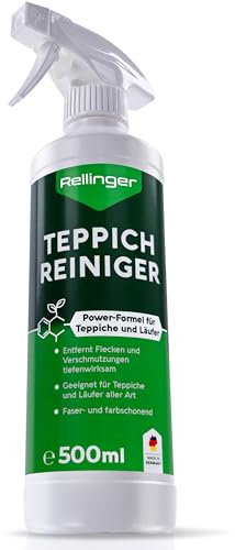RELLINGER® Power Teppichreiniger Mittel 500ml [TIEFENWIRKSAM] - Schäumender Teppich Reiniger für alle Teppiche & Läufer - Teppich Reinigungsmittel (Made in Germany) - Teppichschaum Fleckenentferner
