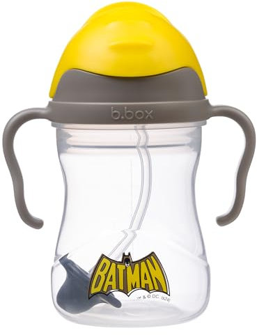 b.box Batman by Learning Cup for Every Angle | Flip Top, Heavy Straw, Handle, Leak-Proof | BPA Free & for Dishwasher | from 6 m | 240 ml