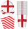 Trimming Shop St. George Cross England Party Tableware Set – 60pcs Disposable Supplies – 20x 9 Paper Plates, 20x 9 oz Cups, 20x Red & White Stripe Napkins – National Day, Street Parties, Celebrations