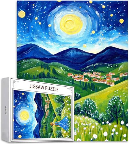 Puzzle Berg Puzzle 5000 Teile, Holzpuzzle Erwachsene, Mehrfarbig Holzpuzzle, Klassische Puzzles Mond Wooden Jigsaw für Erwachsene Und Kinder 14 Jahren, Geschenke Home Wand Dekor 156x105cm D-894