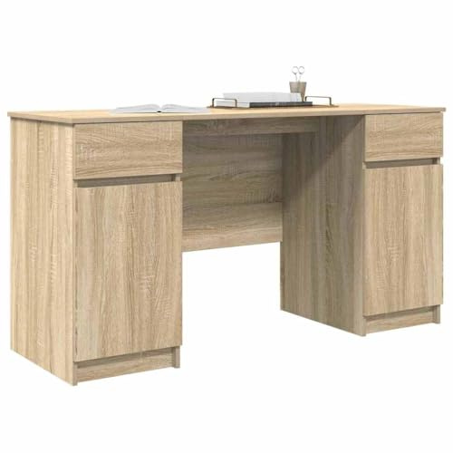 vidaXL Desk Sonoma oak Engineered wood 140 x 49 x 76 cm | Loads of room for all your essentials, Clean lines and a classy finish that jazz up your decor,