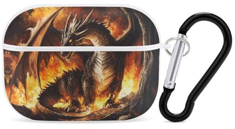 Fire And Dragon Printed Bluetooth Earbuds Case Colorful Wireless Headphones Covers Compatible With AirPods Pro 2