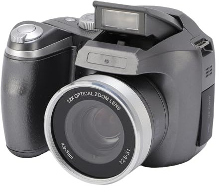 YUEHISY Digitalkamera, 4K 60 M DSLR -Kamera mit LED -Blitz, LCD -Bildschirm, 12 -Fach Optisch 6X Digital Zoom, Video -Rekorder für Reiseträtslandschaften (Silver)