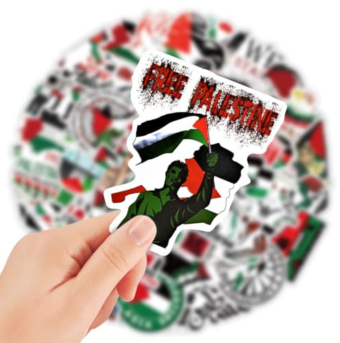 100 Stück Palästina Sticker,PaläStina Autoaufkleber,Palästina Aufkleber für Laptop HandyhüLlen Wasserflasche Gitarre Skateboard Fahrrad,Wasserdicht und Langlebig