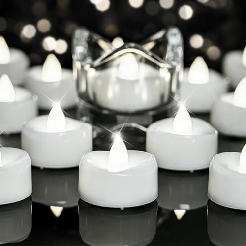 merrynights 100 Pack Flameless Tea Lights Candles Battery Operated Cool White