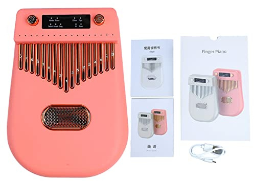 17 Keys Elektronisch Smart Kalimba Daumen Klavier tragbares Musikinstrument mit Noten für Anfänger für Kinder Erwachsene (Rosa)